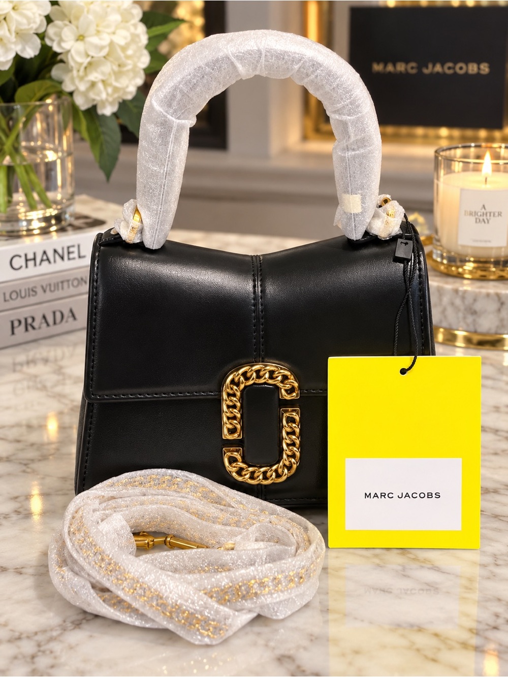 NWT Marc Jacobs St Marc Mini Top Handle Bag In Black Italian Leather Retail $495 - Picture 3 of 11